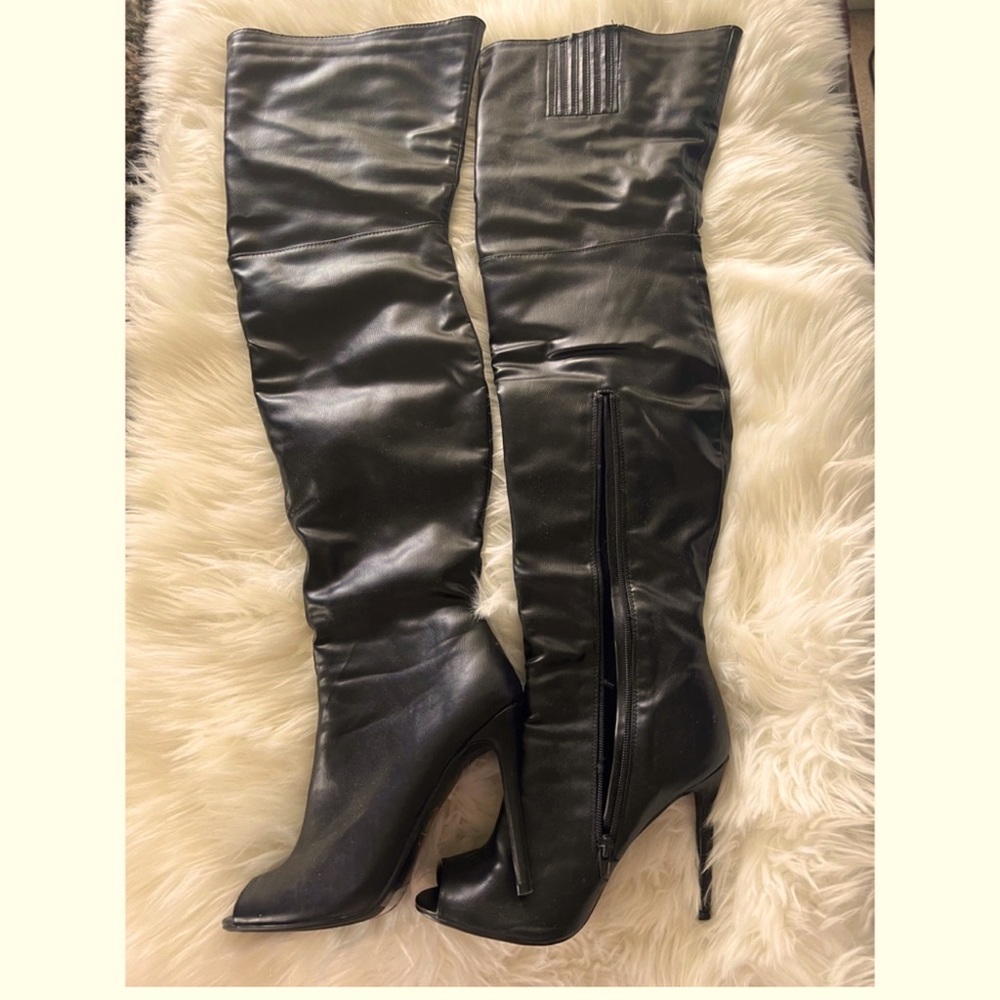 Missguided Over The Knee Boots Peep Toe Size 9